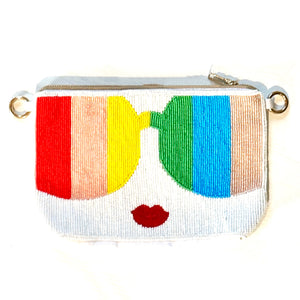 
                
                    Load image into Gallery viewer, beaded sunnies pouch/crossbody - be clear handbags
                
            