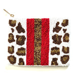 leopard stripe beaded coin purse