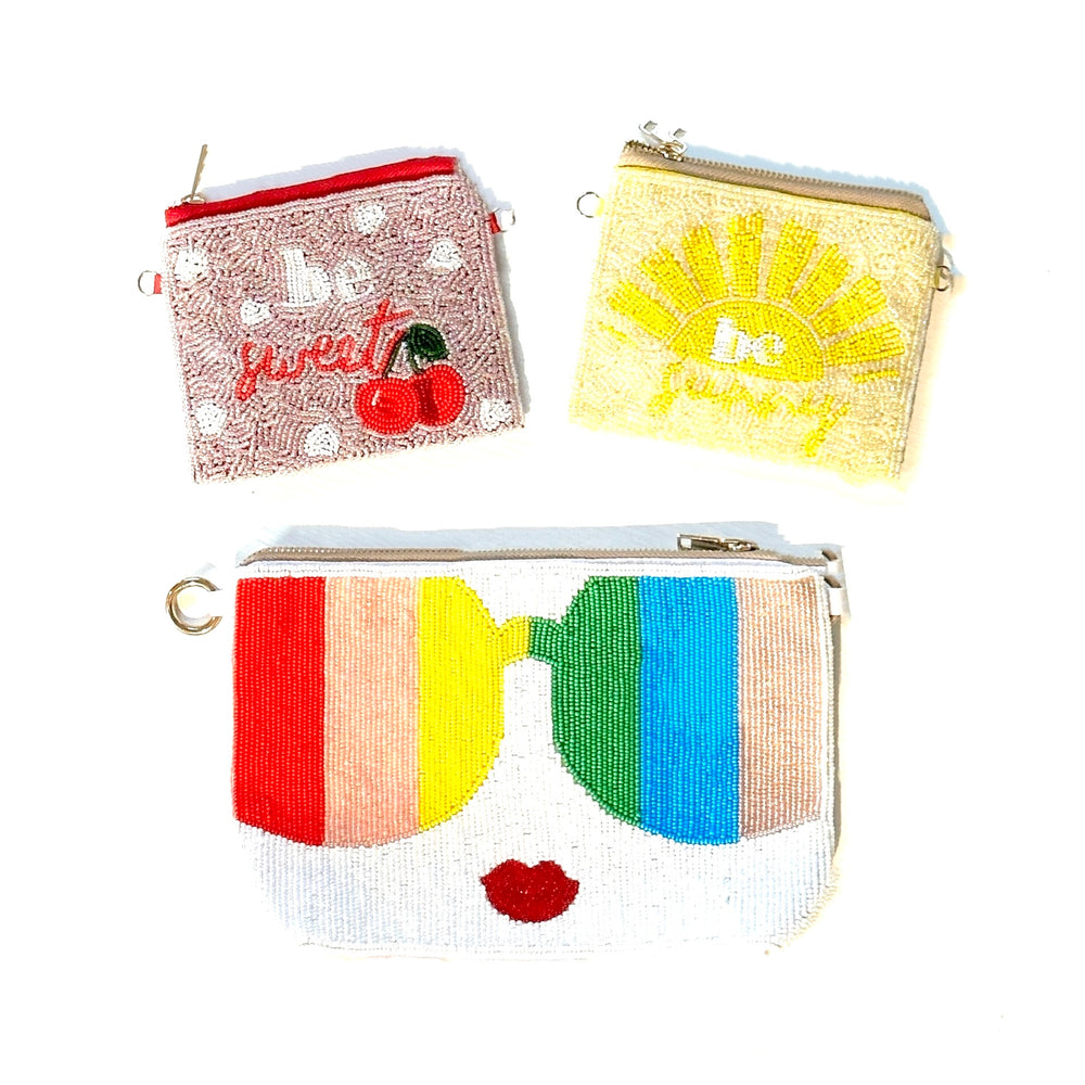 
                
                    Load image into Gallery viewer, be sunny©️™️ beaded coin purse - be clear handbags
                
            