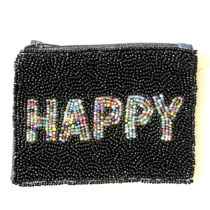 happy beaded coin purse - be clear handbags
